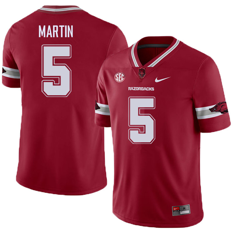 Men #5 Brandon Martin Arkansas Razorback College Football Alternate Jerseys Sale-Cardinal